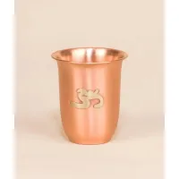 Матовый медный стакан с латунным аумом, 200 мл, Иша Лайф; Matte Finish Copper Glass with Brass Aum, 200 ml, Isha Life
